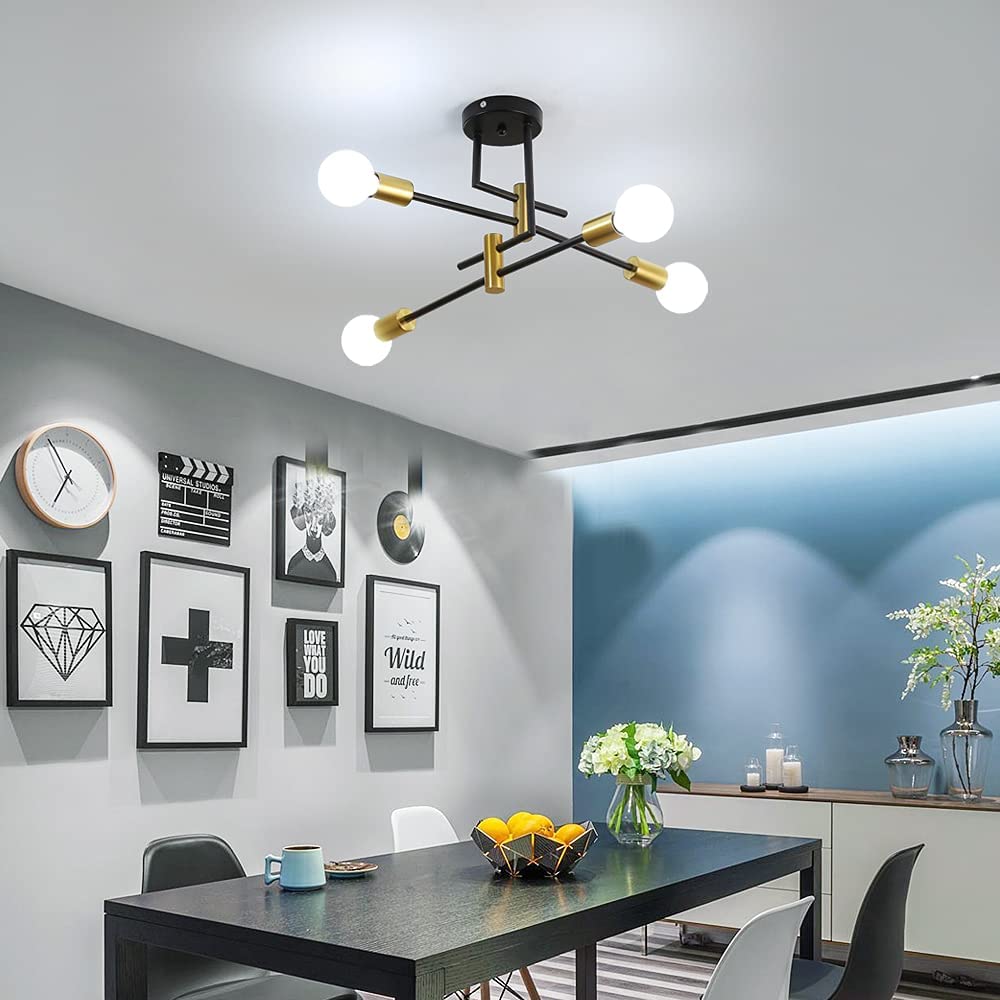 Ceiling Light - Black & Gold Metal Frame