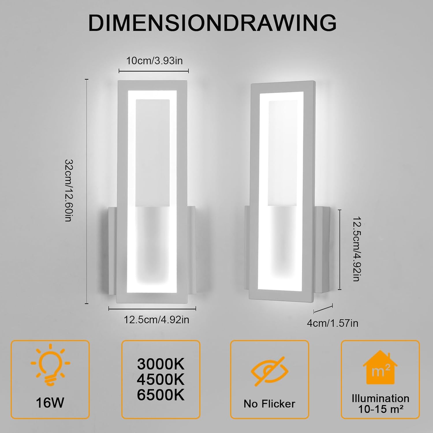 Wall Light - White Acrylic Frame, Tunable