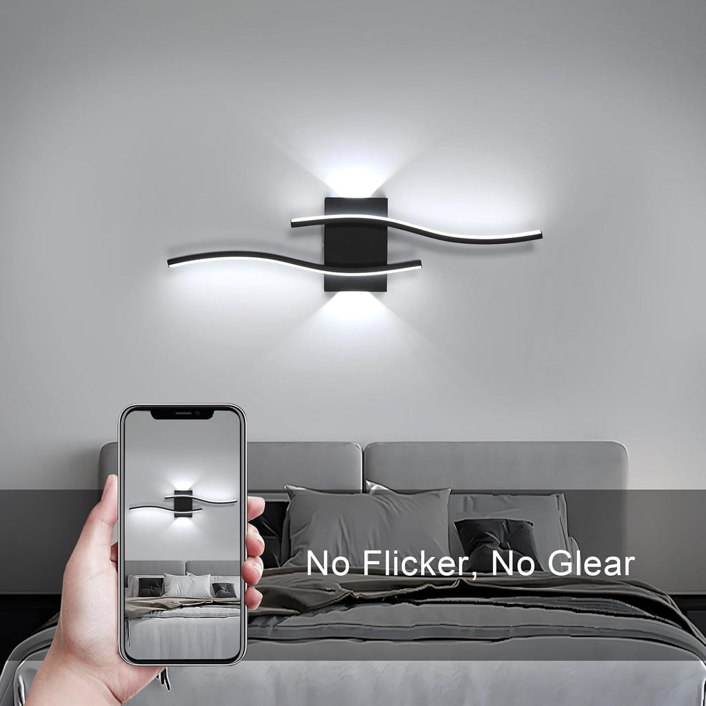 Wandleuchte - schwarzer Aluminiumrahmen, weißes Licht
