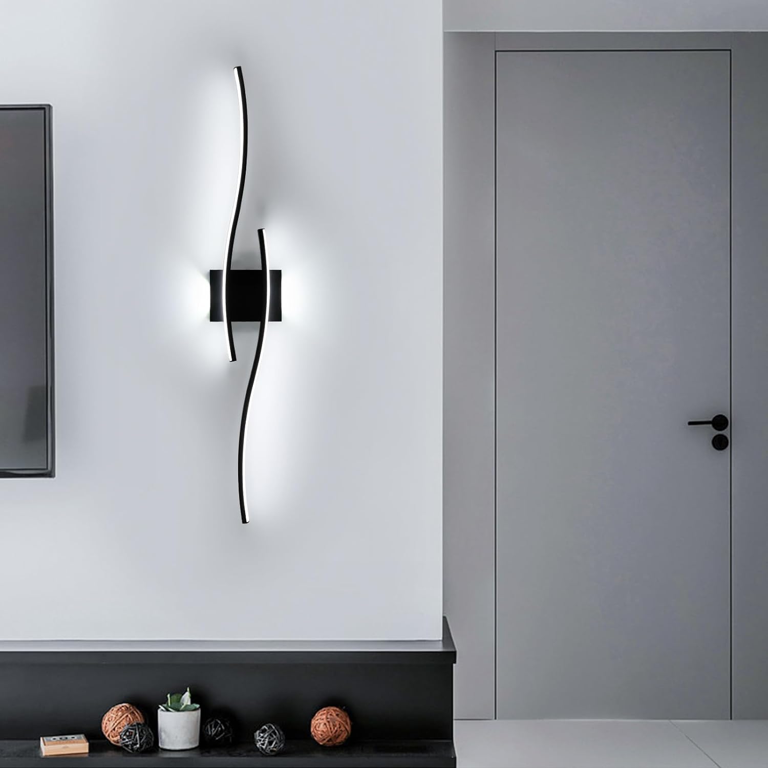 Wall Light - Black Aluminium Frame, White Light