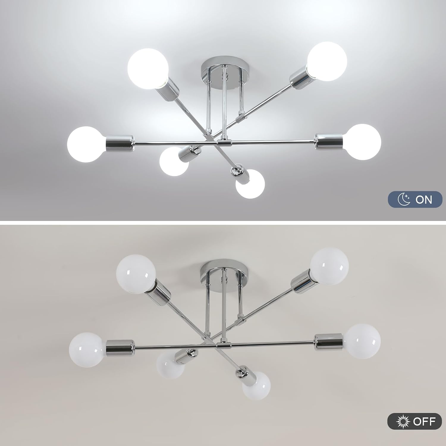Ceiling Light - Chrome Metal Frame