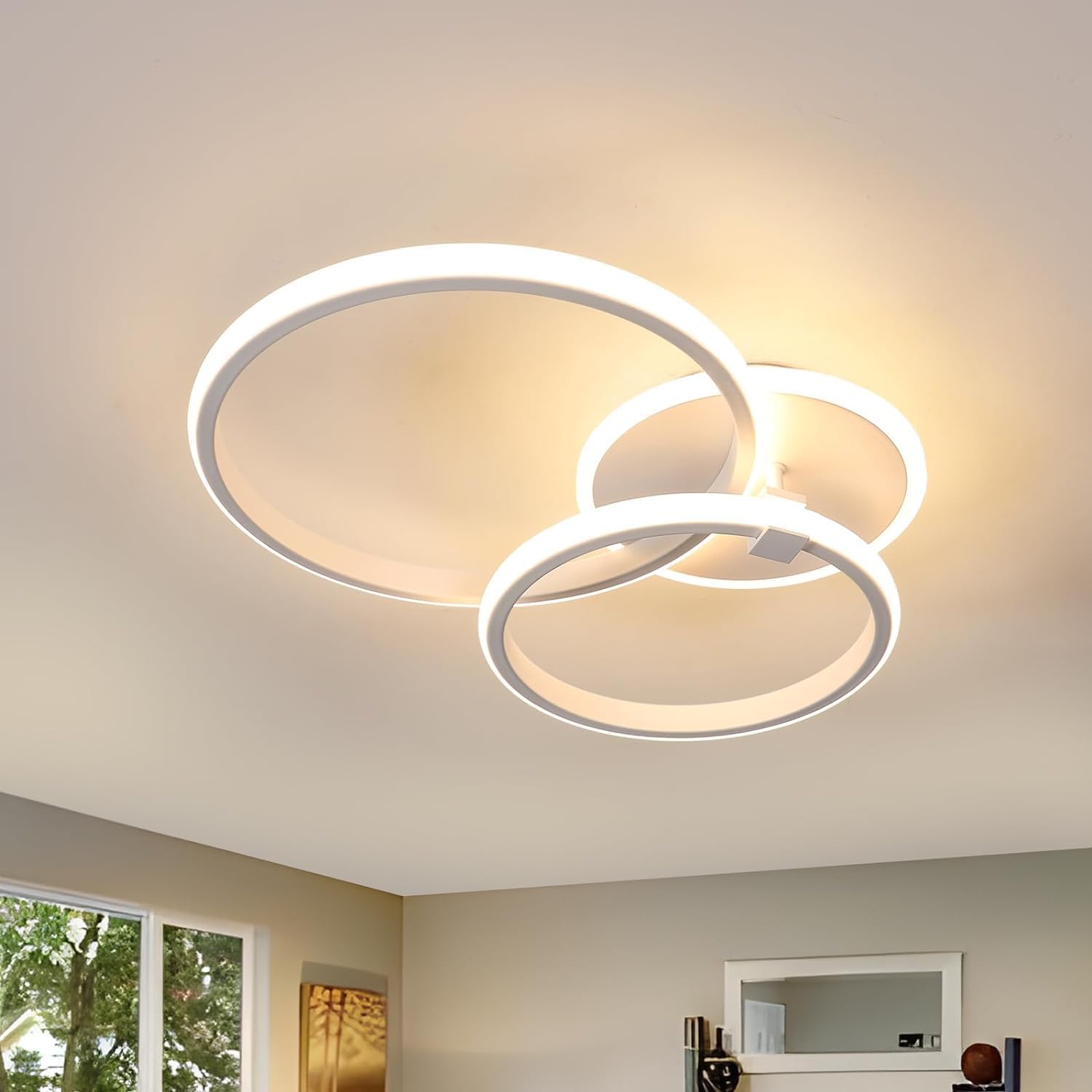 Ceiling Light - White Acrylic Frame, Warm Light