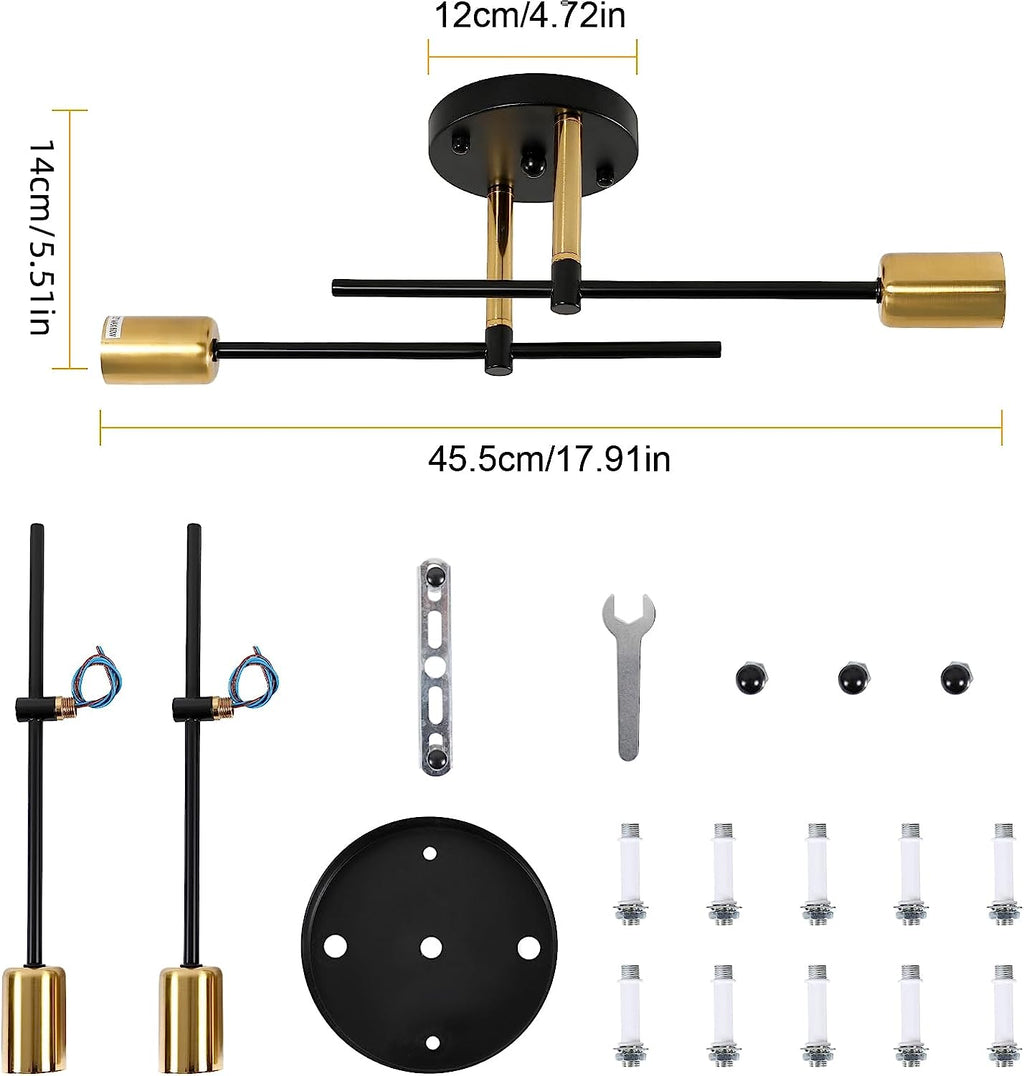 Ceiling Light - Black & Gold Metal Frame