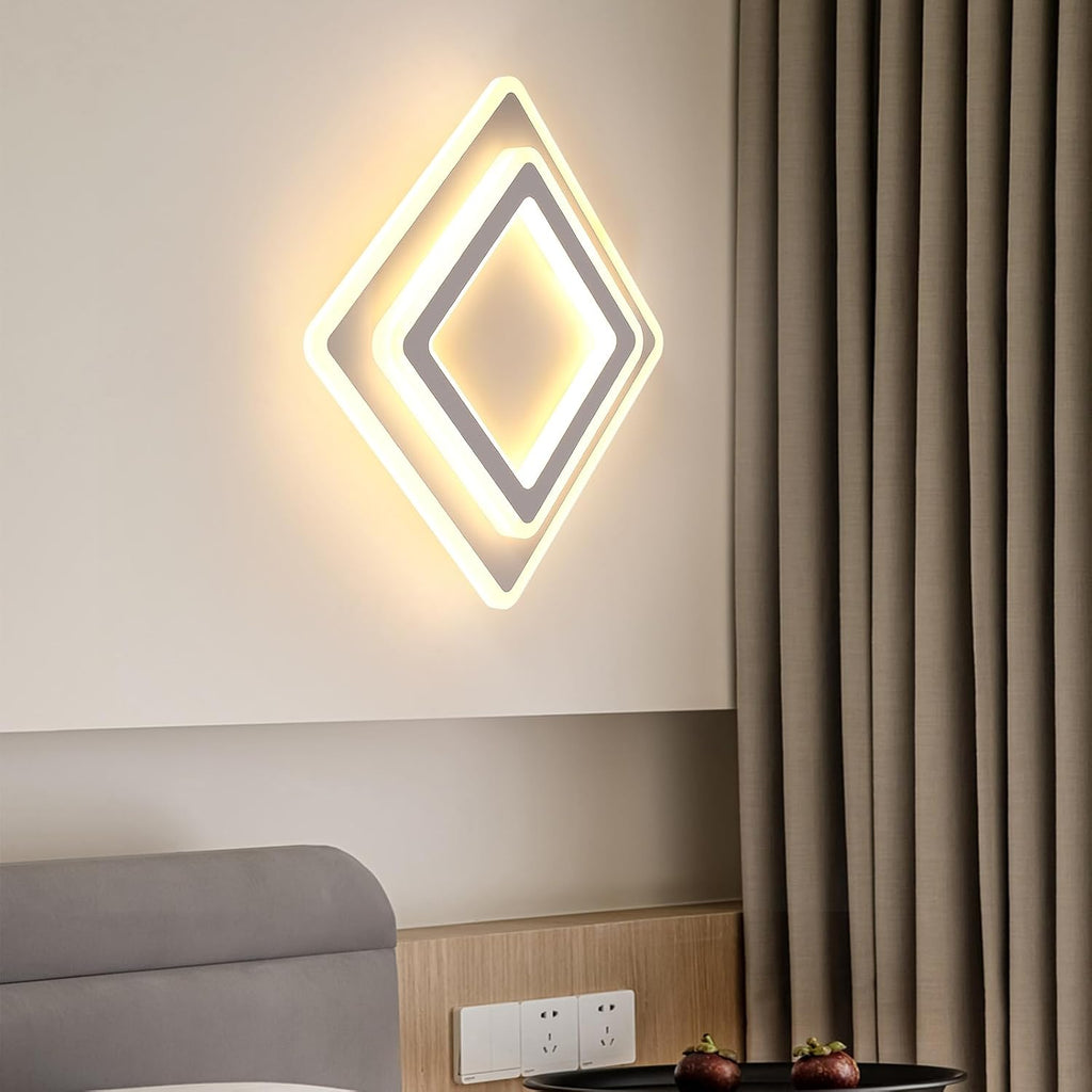 Ceiling Light - White Acrylic Frame, Warm Light