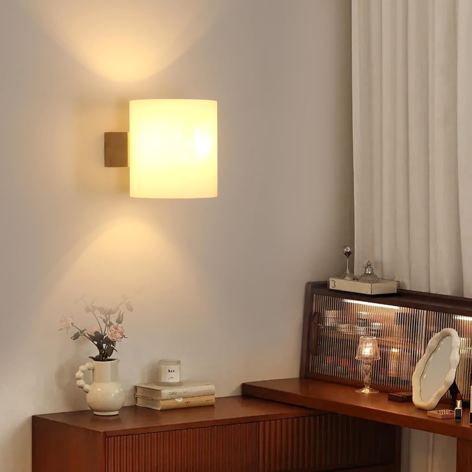 Wall Light - Wood Glass Frame, Tunable