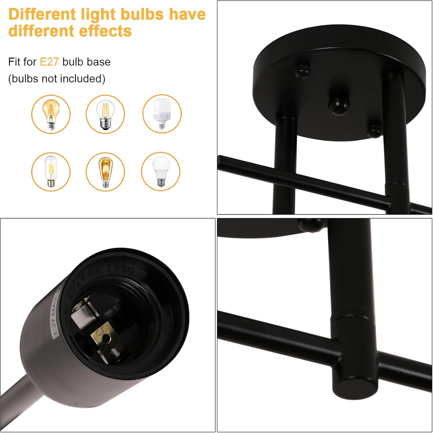 Ceiling Light - Black Metal Frame