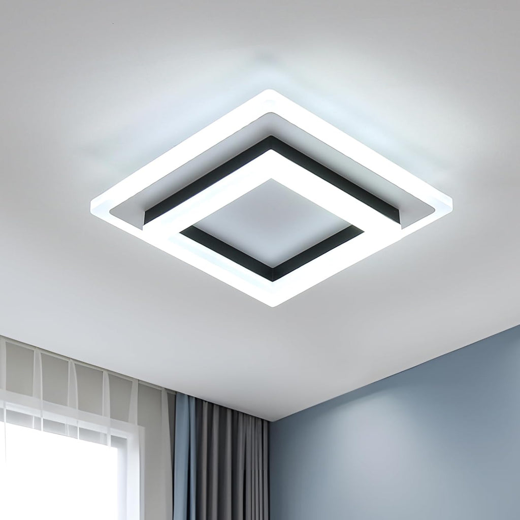 Ceiling Light - Black & White Acrylic Frame, White Light