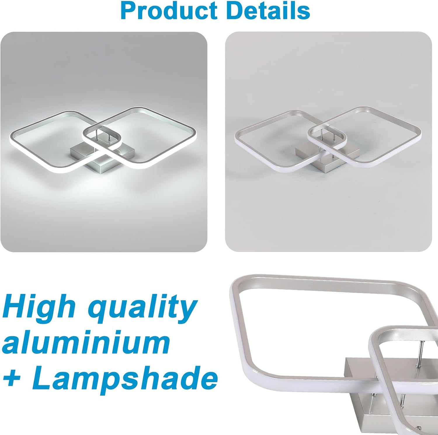 Ceiling Light - Silver Aluminium Frame, Tunable and Dimmable