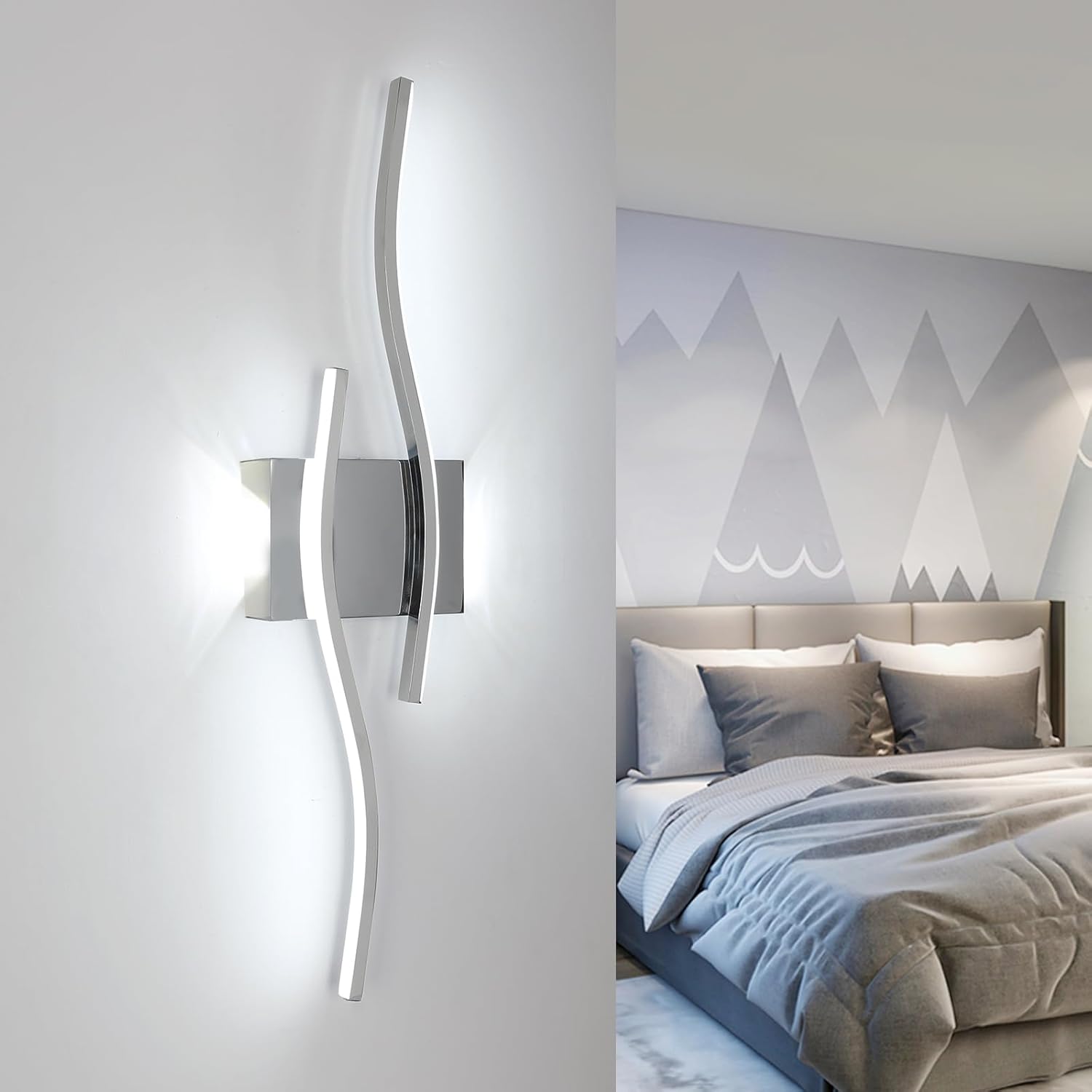 Wall Light - Chrome Aluminium Frame, White Light