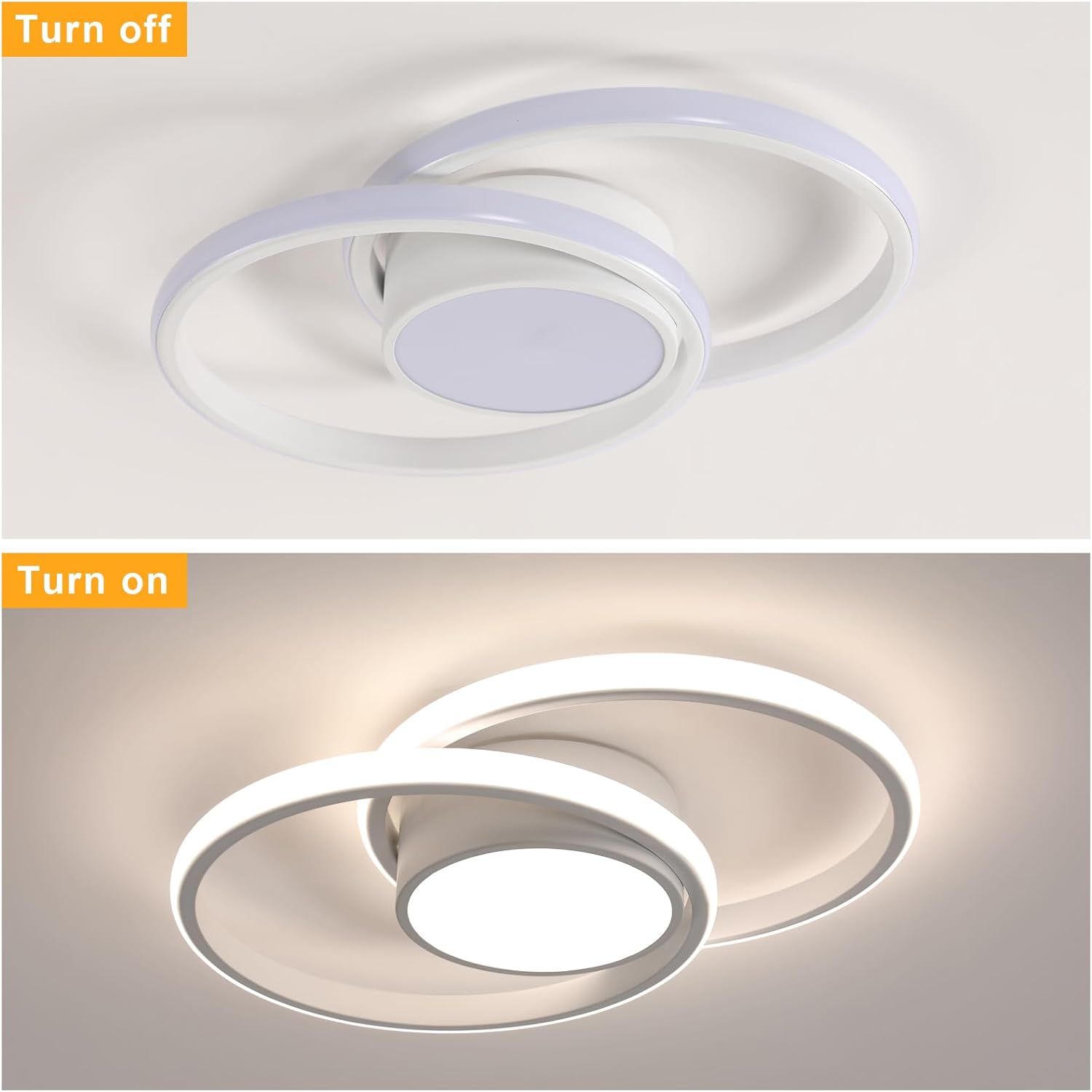 Ceiling Light - White Metal Frame, Natural Light