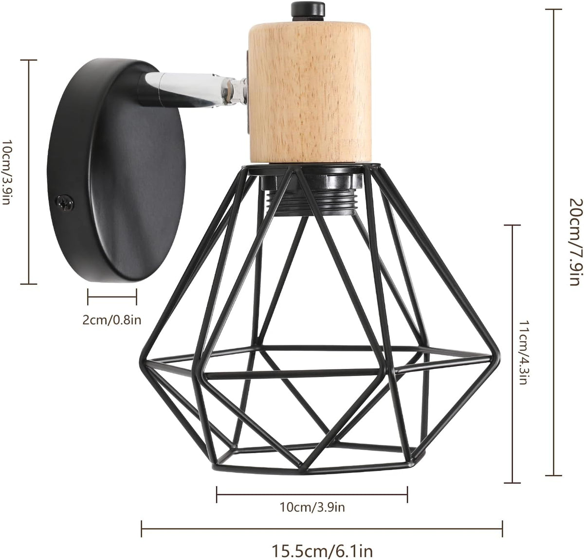 Wall Light - Black Metal Frame