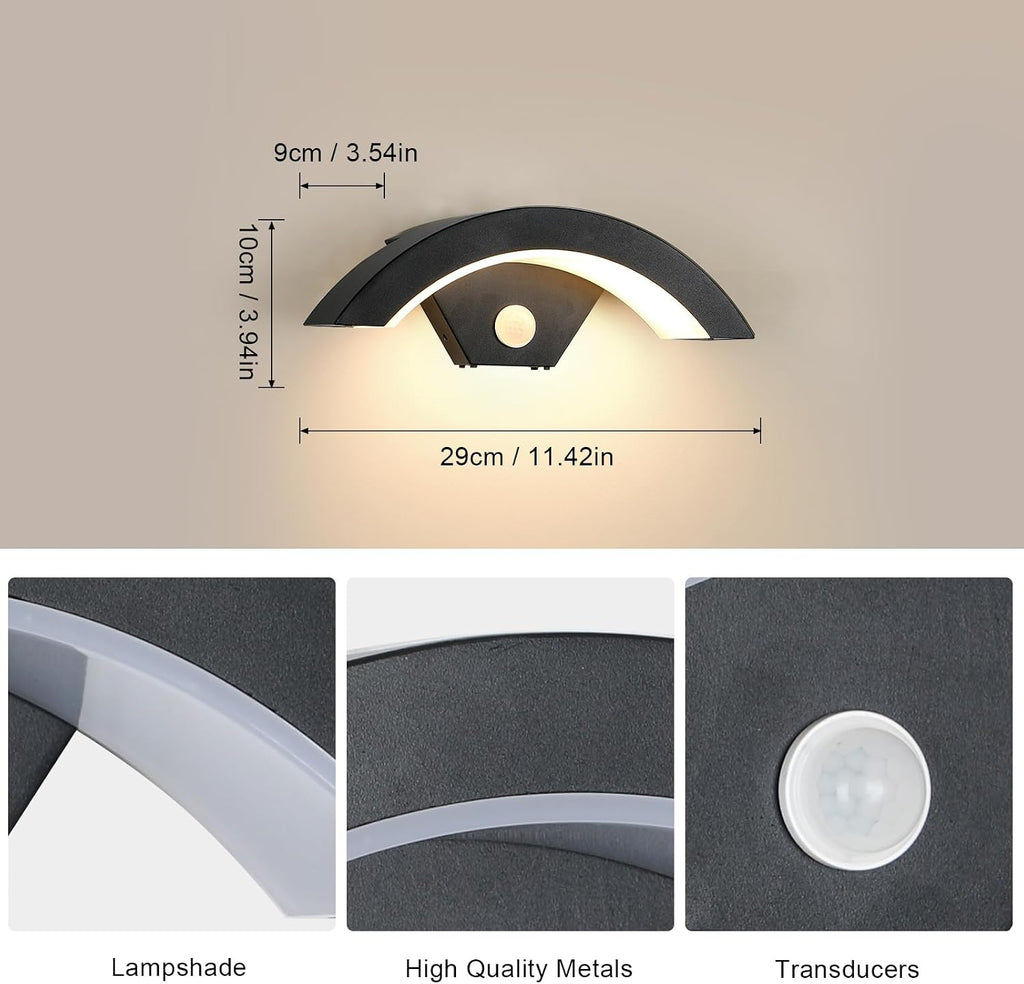 Wall Light - U-Shaped, Black Metal Frame, Warm Light