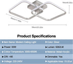 Ceiling Light - Silver Aluminium Frame, Tunable and Dimmable