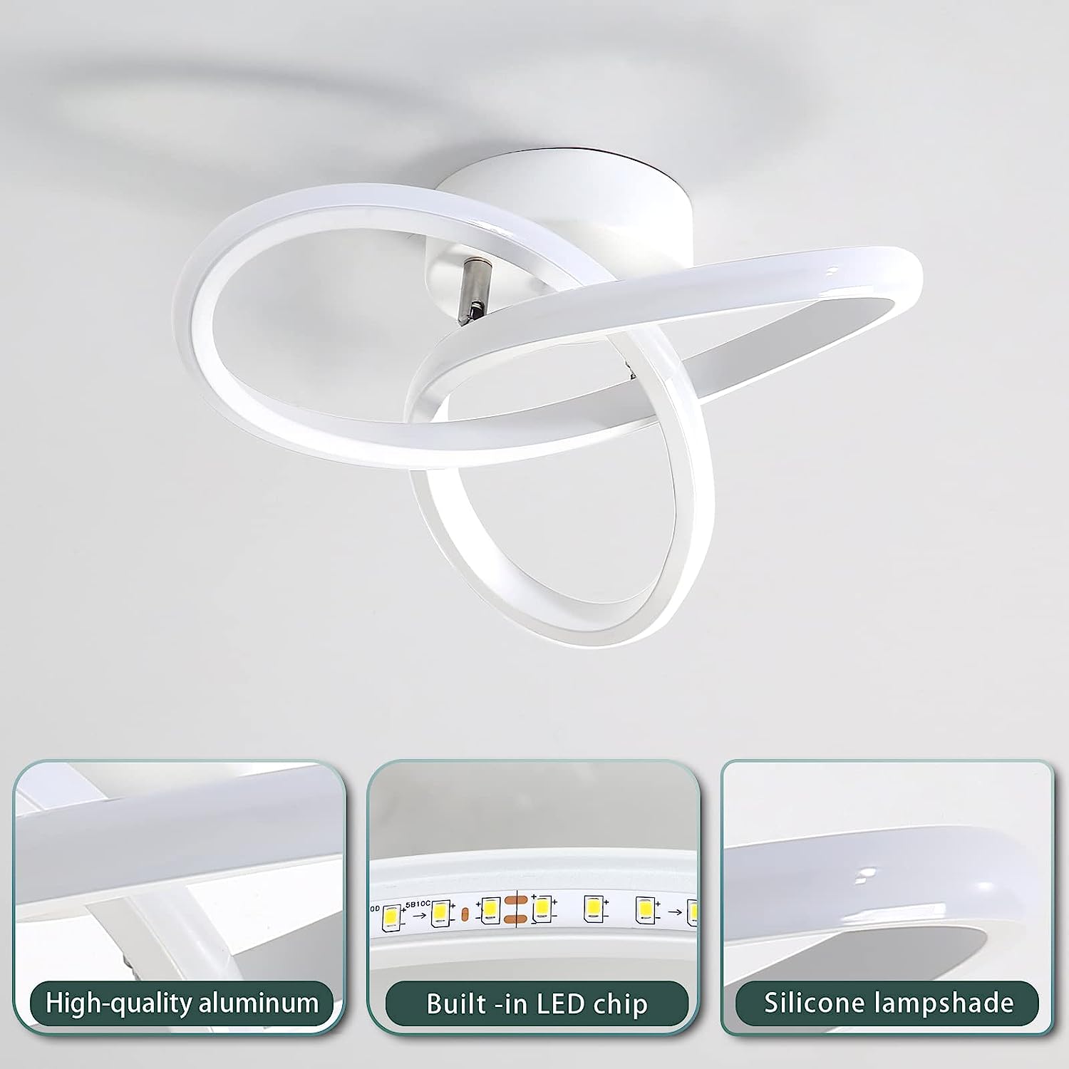 Ceiling Light - White Aluminium Frame, Natural Light