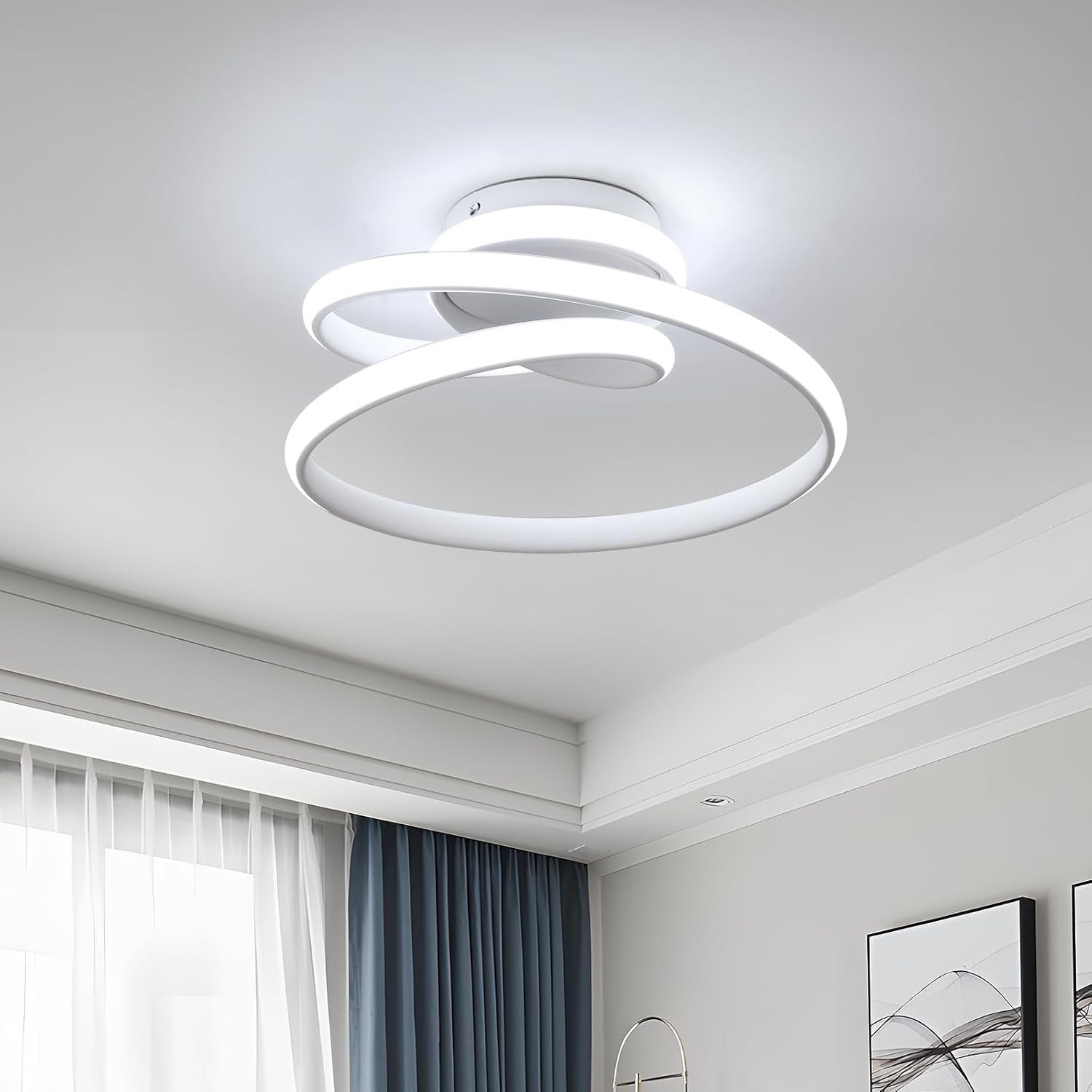 Ceiling Light - White Aluminium Frame, White Light