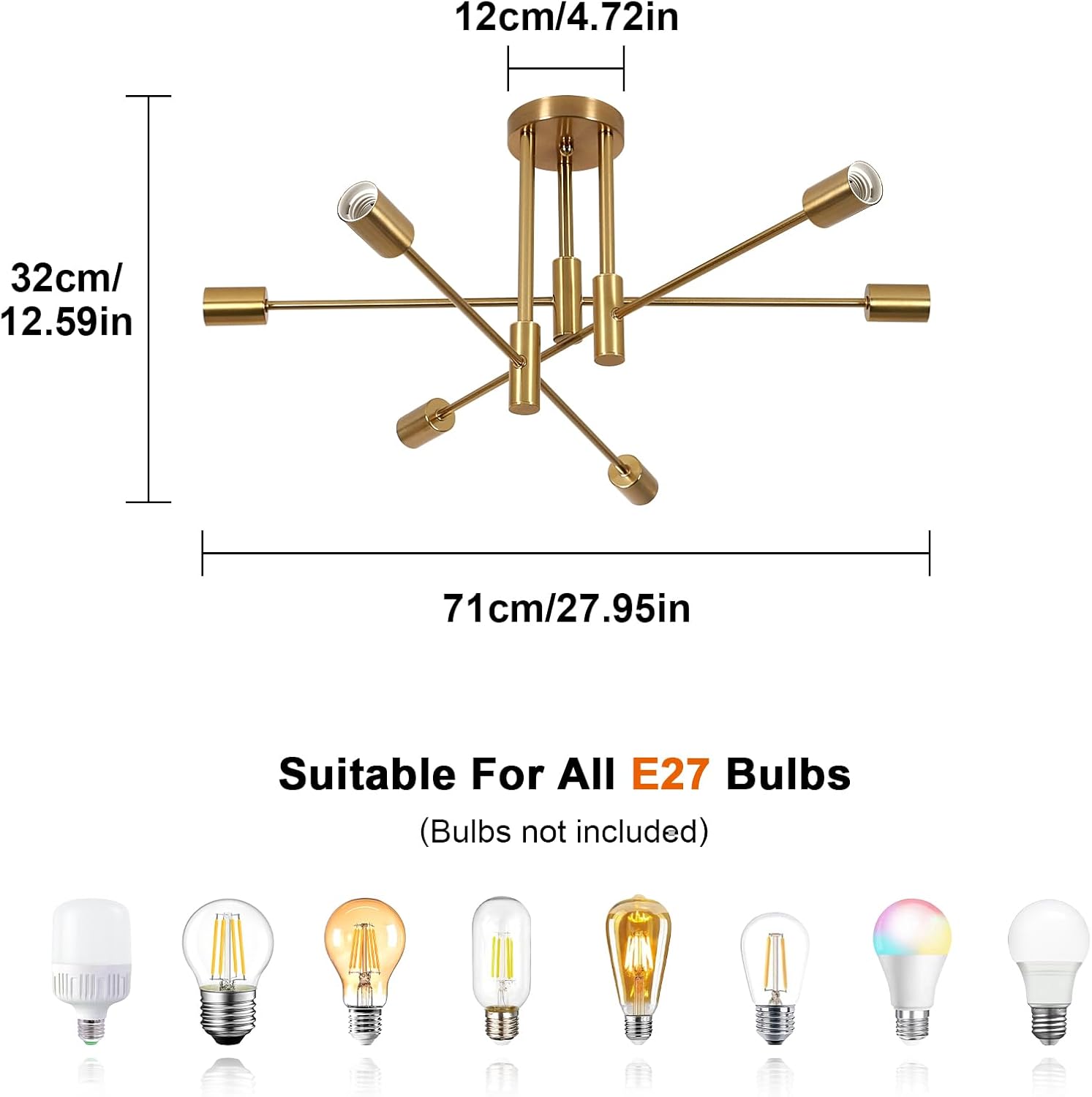 Ceiling Light - Gold Metal Frame
