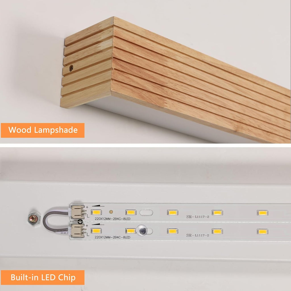 Wandleuchte - Rahmen aus Holz und Kunststoff, warmweißes Licht