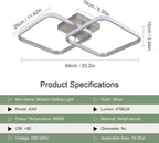 Ceiling Light - Silver Aluminium Frame, White Light