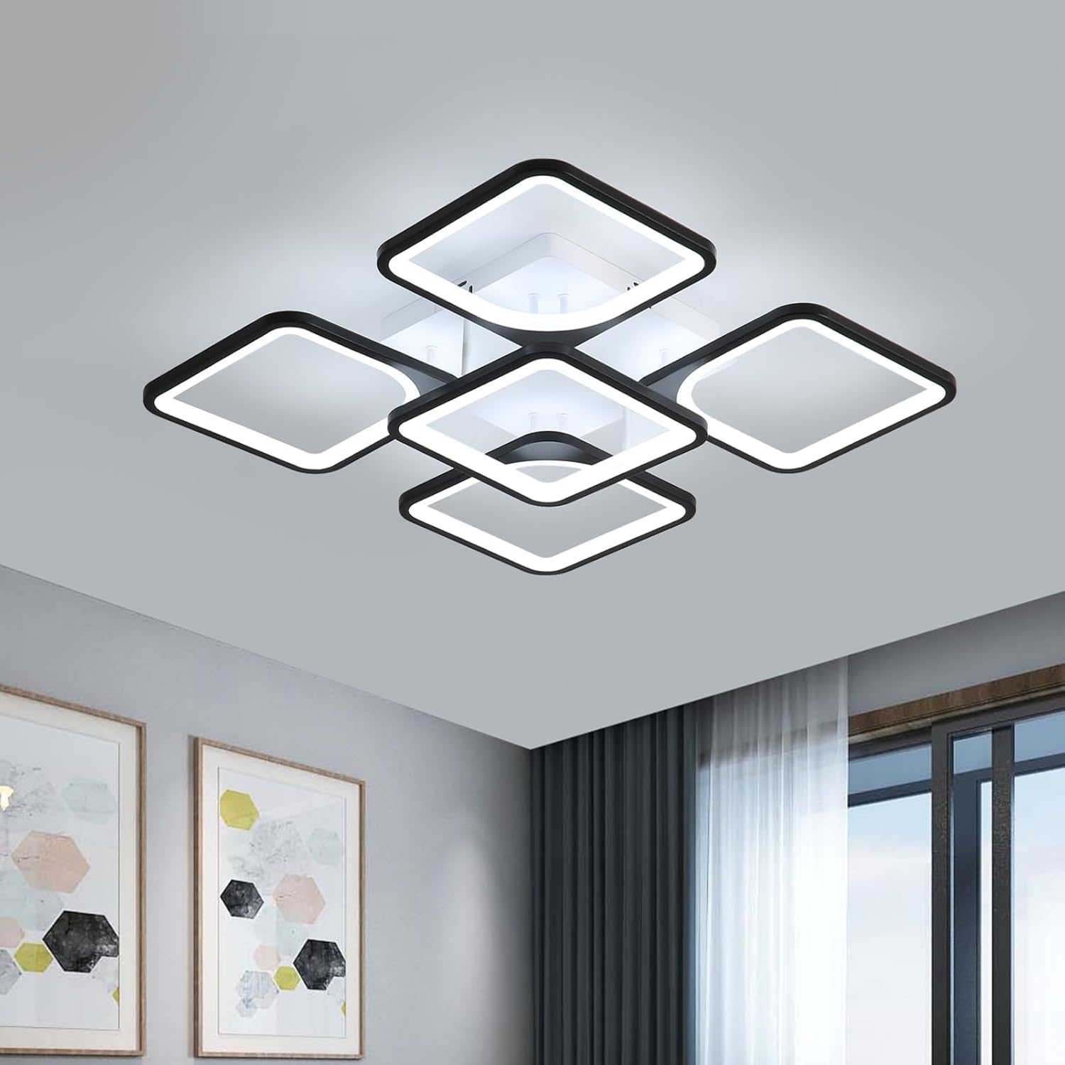 Ceiling Light - Black Acrylic Frame, White Light
