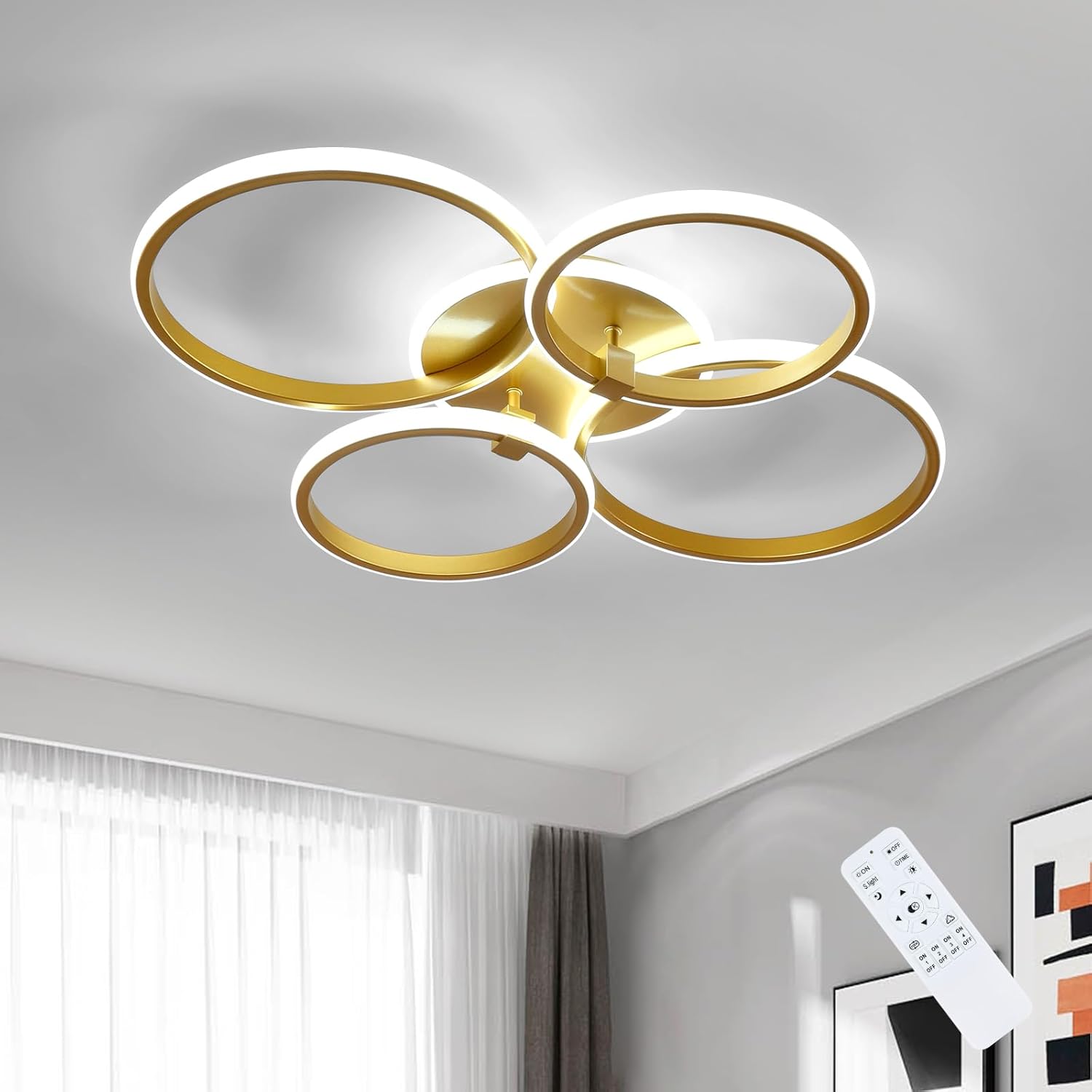 Ceiling Light - Gold Acrylic Frame, Tunable and Dimmable