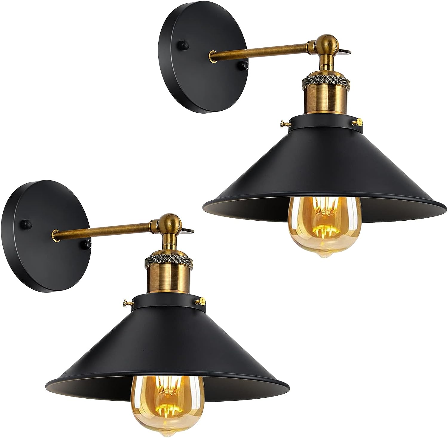 Wall Light - Black & Gold Metal Frame