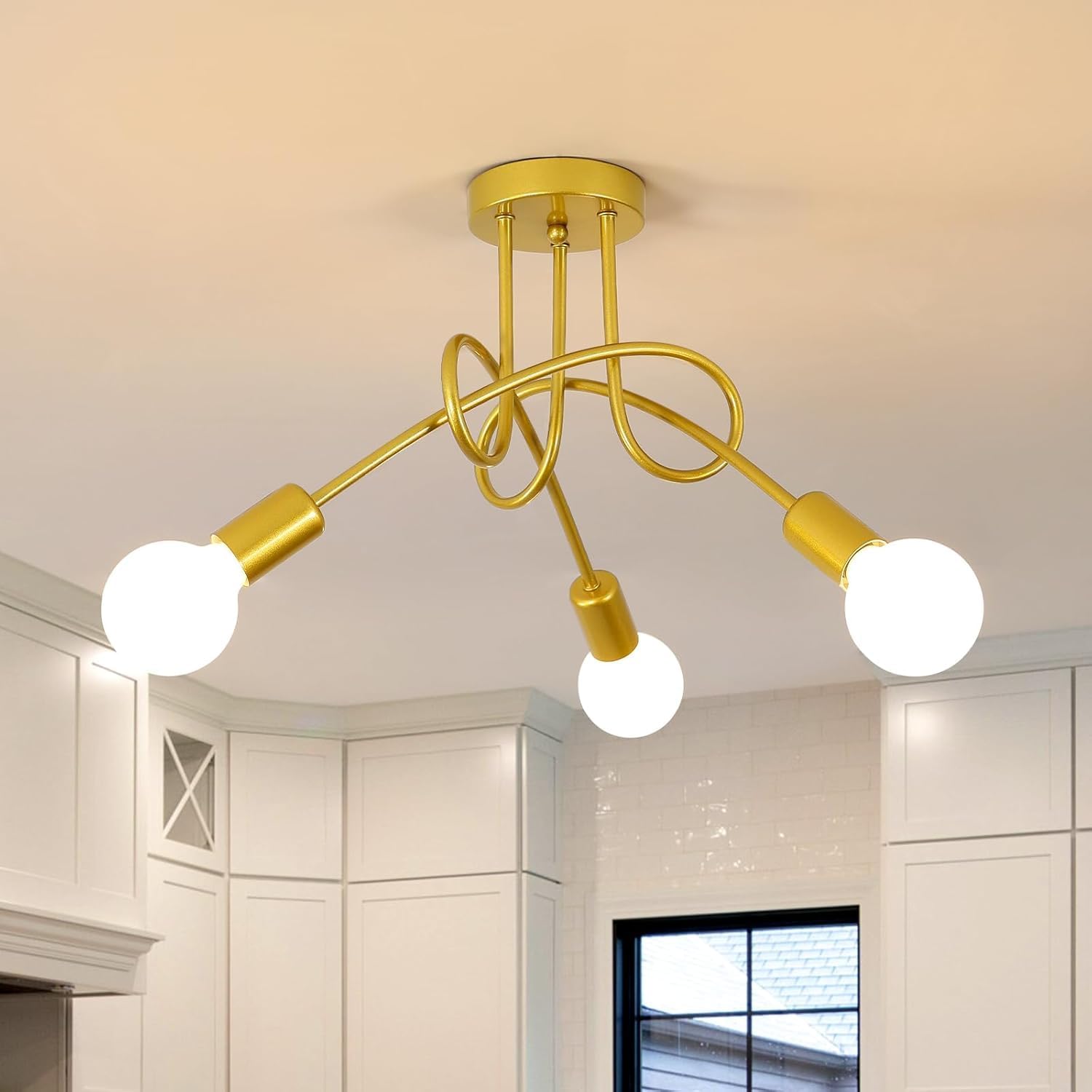 Ceiling Light - Gold Metal Frame