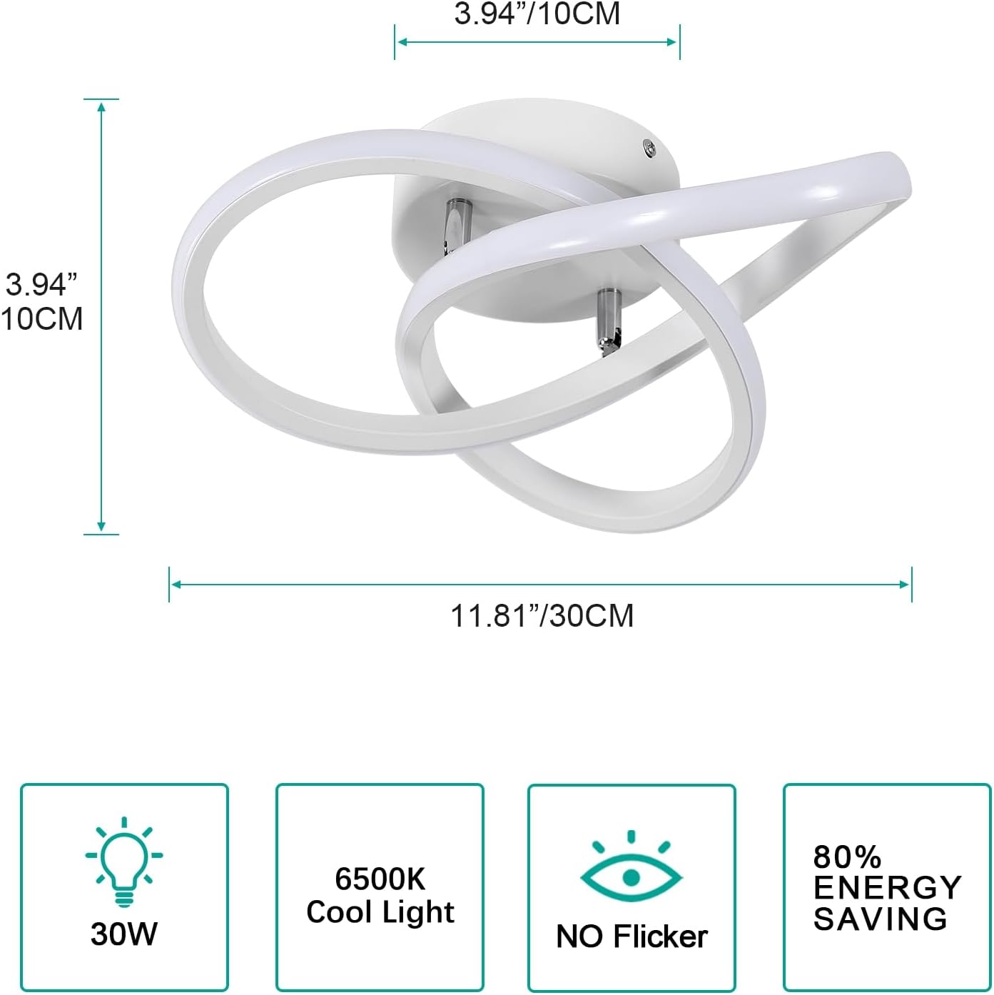 Ceiling Light - White Aluminium Frame, White Light