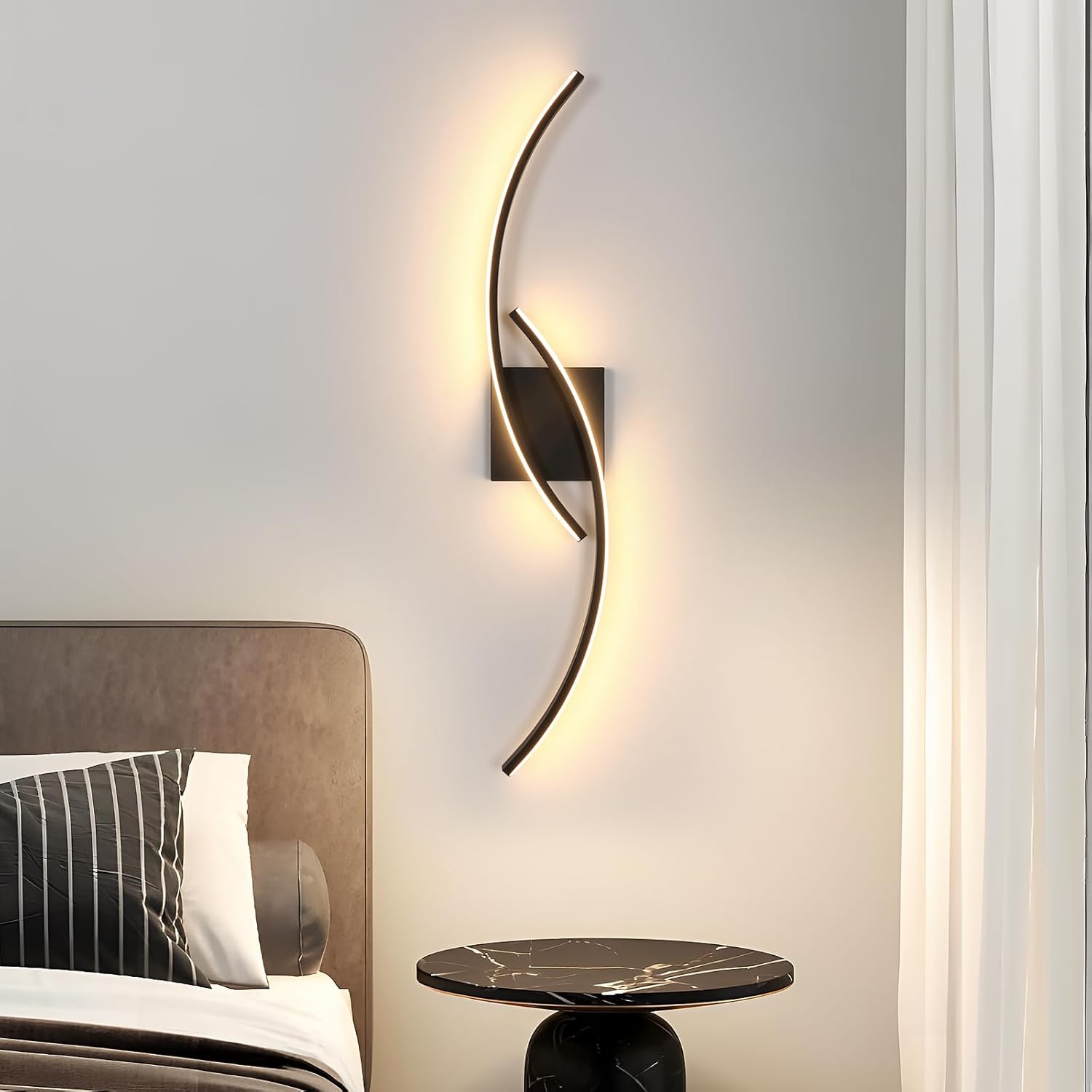 Wall Light - Black Aluminium Frame, Warm Light