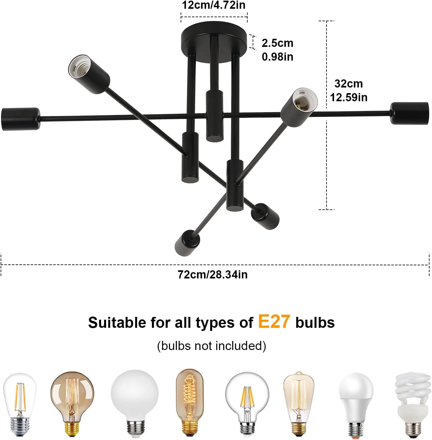 Ceiling Light - Black Metal Frame