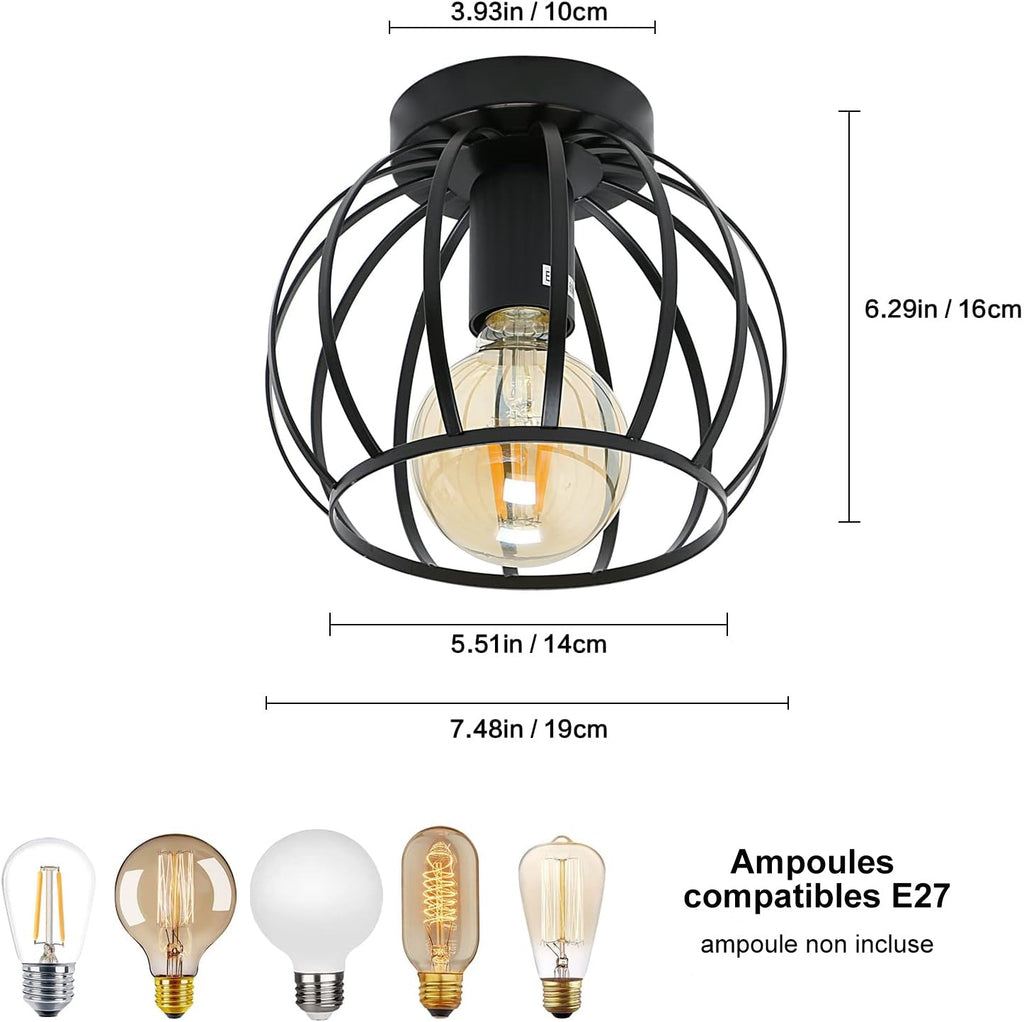 Ceiling Light - Black Metal Frame