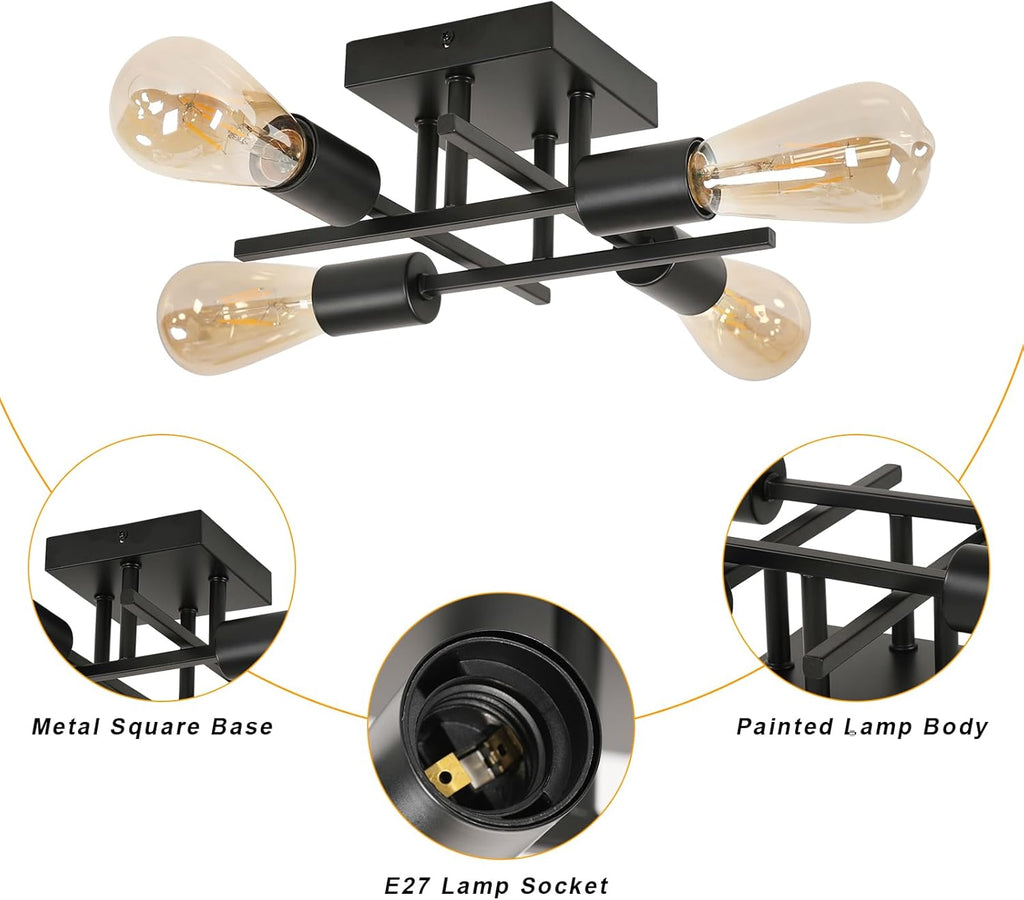 Ceiling Light - Black Metal Frame