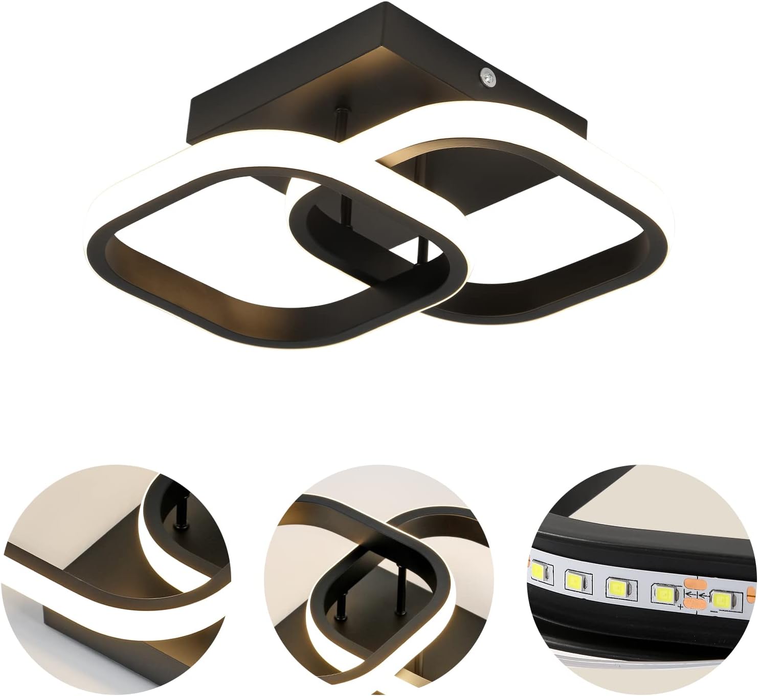 Ceiling Light - Black Aluminium Frame, Warm Light