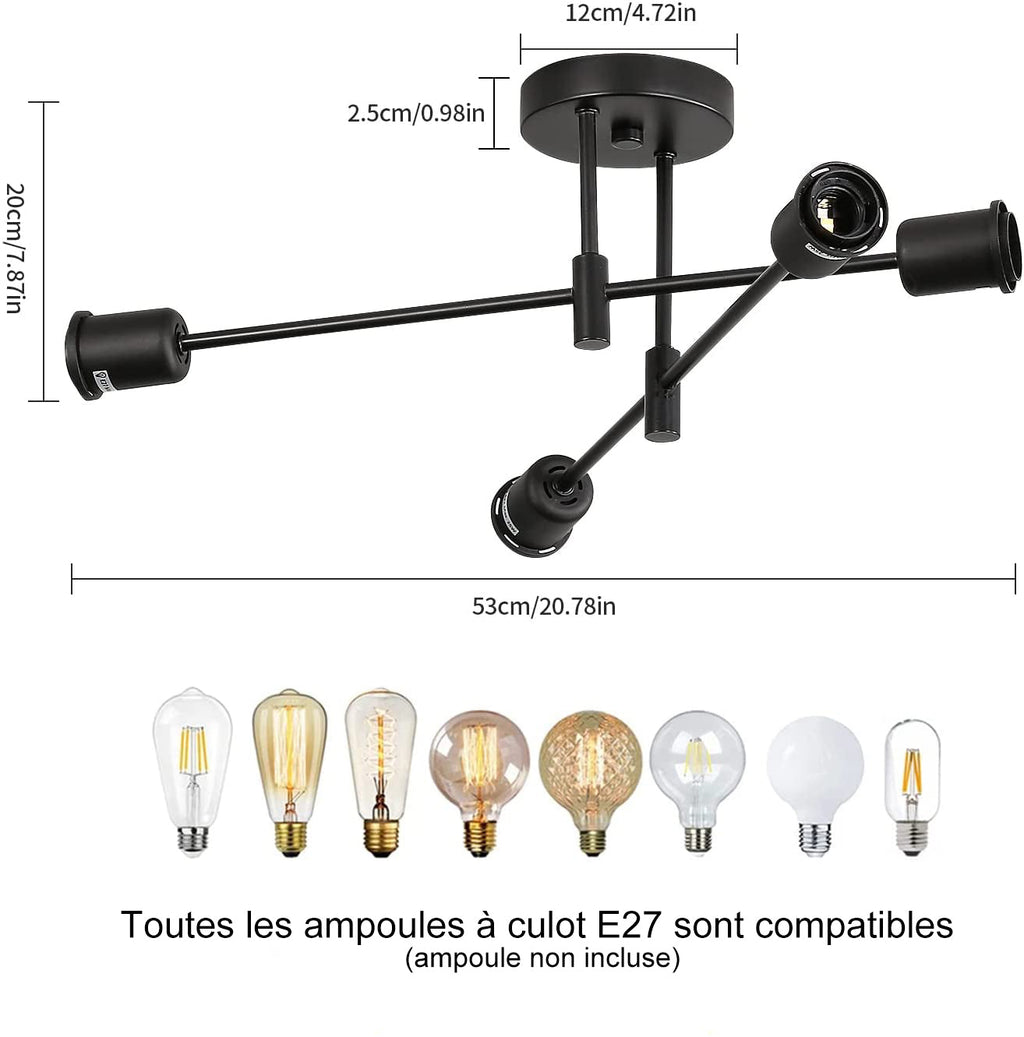 Ceiling Light - Black Metal Frame