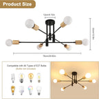 Ceiling Light - Black & Wood Metal Frame