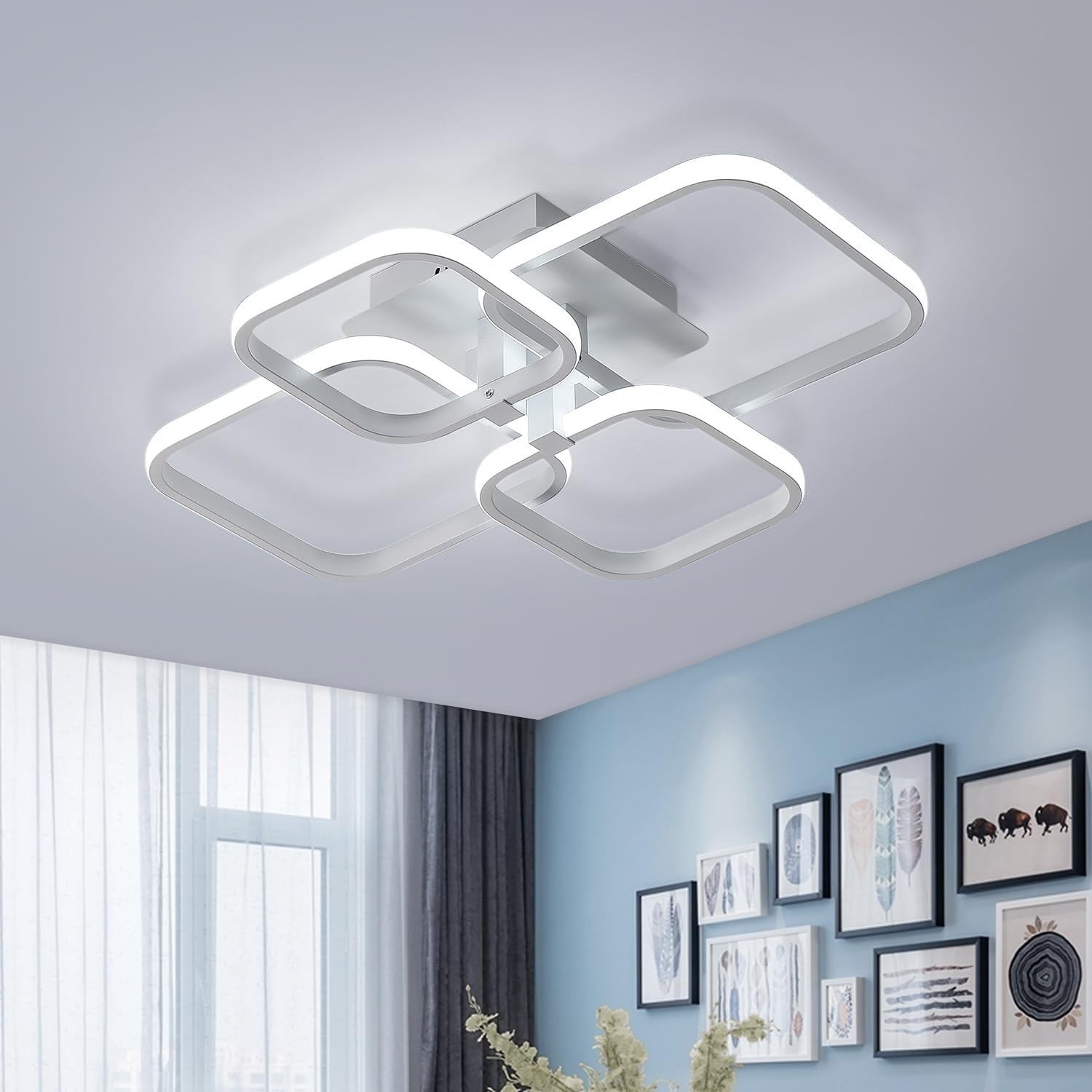 Ceiling Light - White Aluminium Frame, White Light