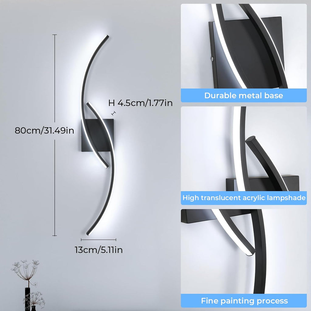 Wall Light - Black Aluminium Frame, White Light