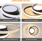 Ceiling Light - Black & White Metal Frame, Warm Light