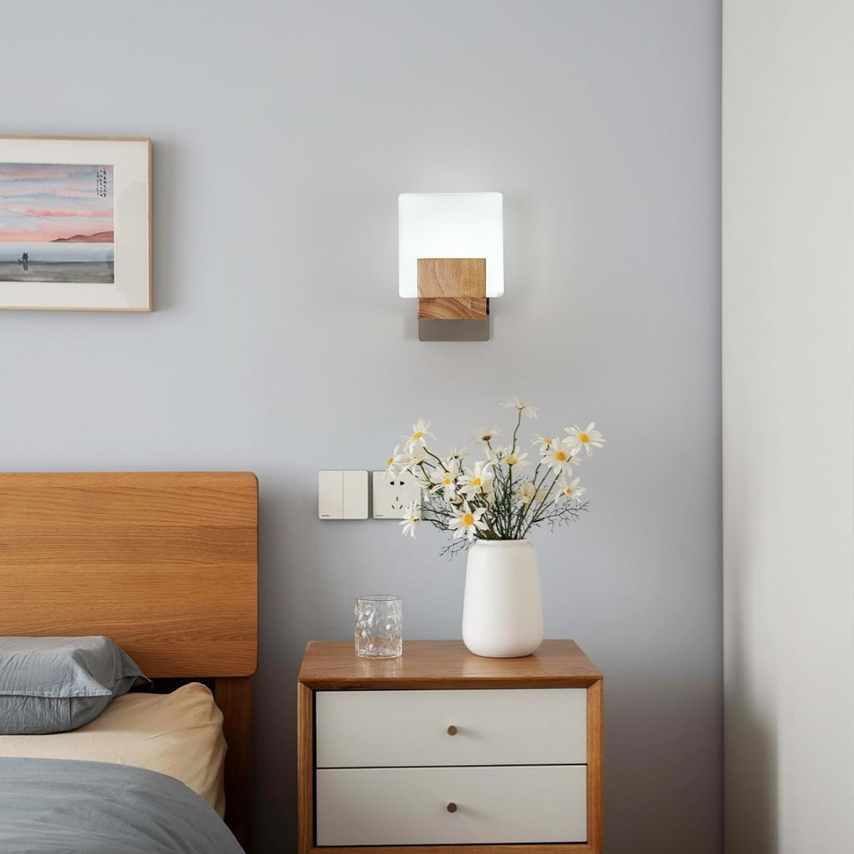 Wall Light - Wood Glass Frame, Tunable
