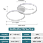 Ceiling Light - White Aluminium Frame, Tunable and Dimmable