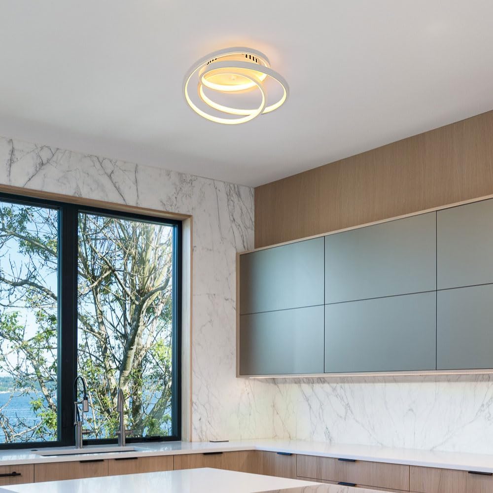 Ceiling Light - White Aluminium Frame, Warm Light