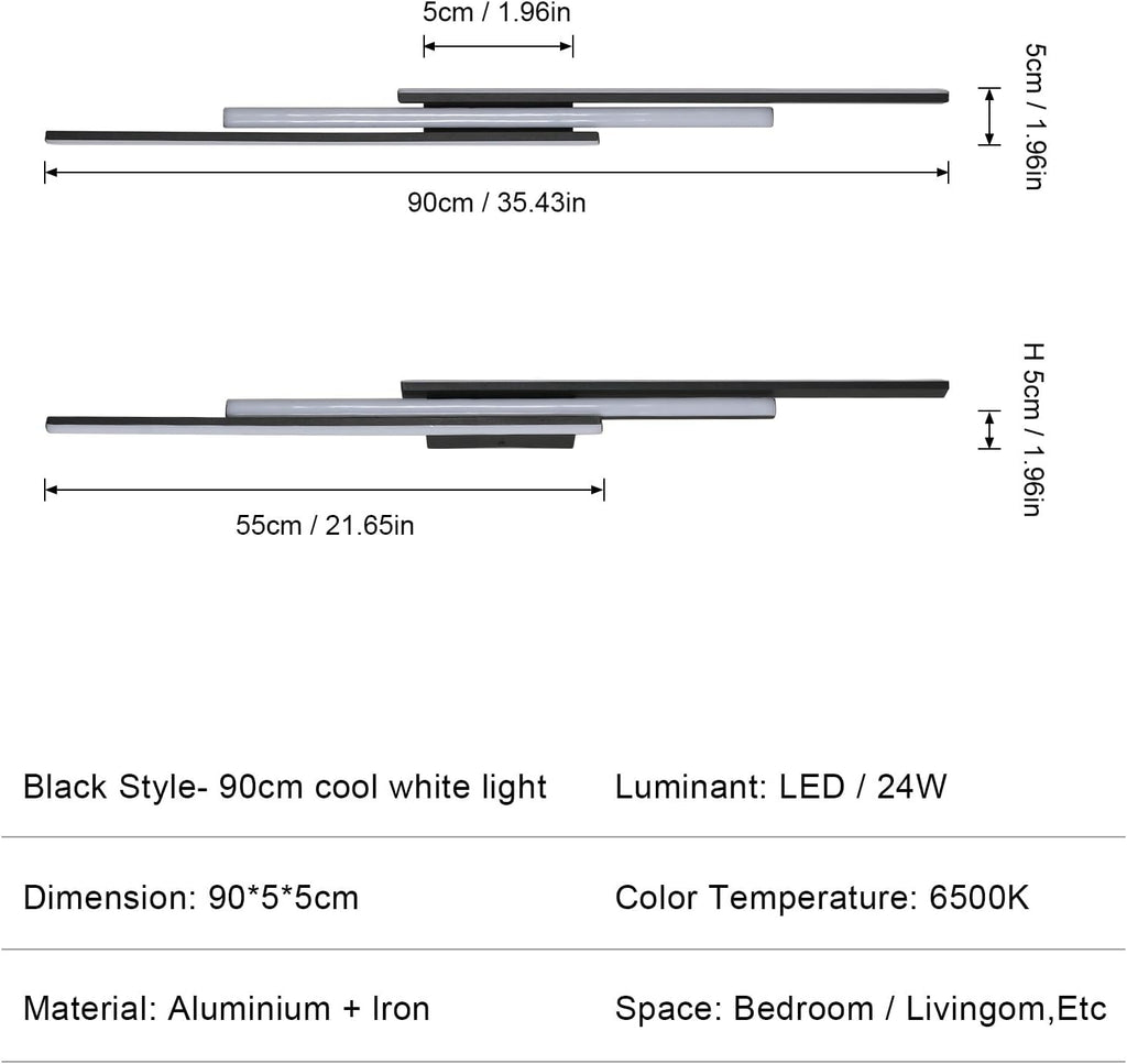Wandleuchte - Schwarzer Aluminiumrahmen, Warmlicht