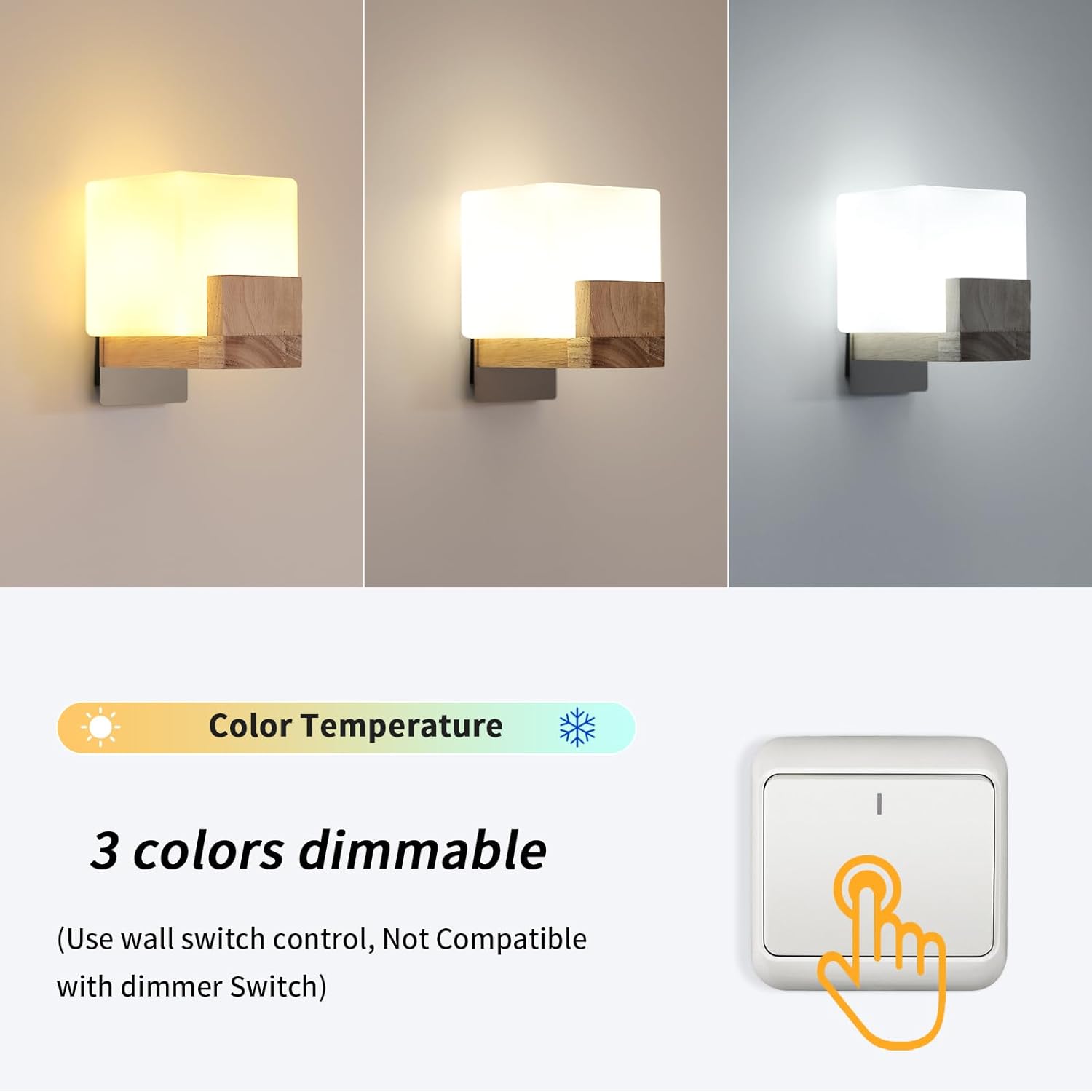 Wall Light - Wood Glass Frame, Tunable