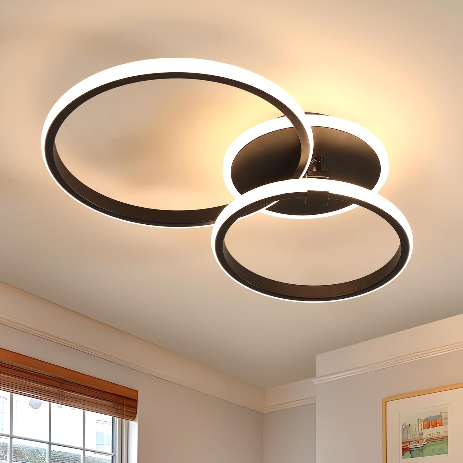 Ceiling Light - Black Acrylic Frame, Warm Light