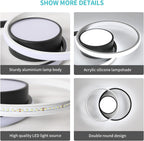 Ceiling Light - Black & White Metal Frame, White Light