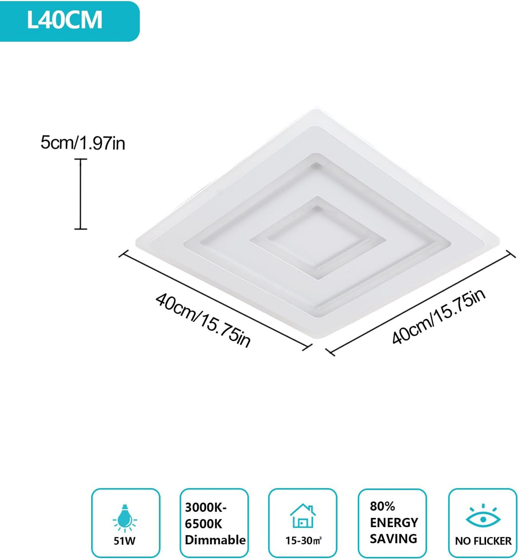 Ceiling Light - White Acrylic Frame, Tunable and Dimmable