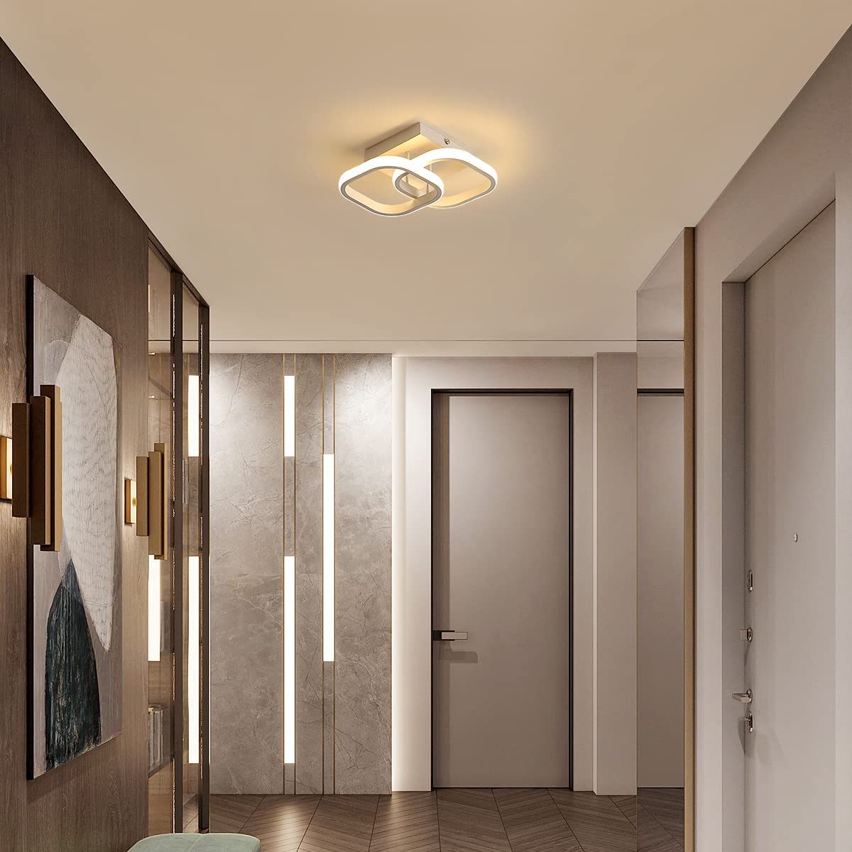 Ceiling Light - White Aluminium Frame, Warm Light