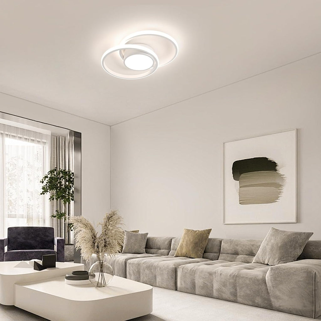 Ceiling Light - White Metal Frame, Natural Light