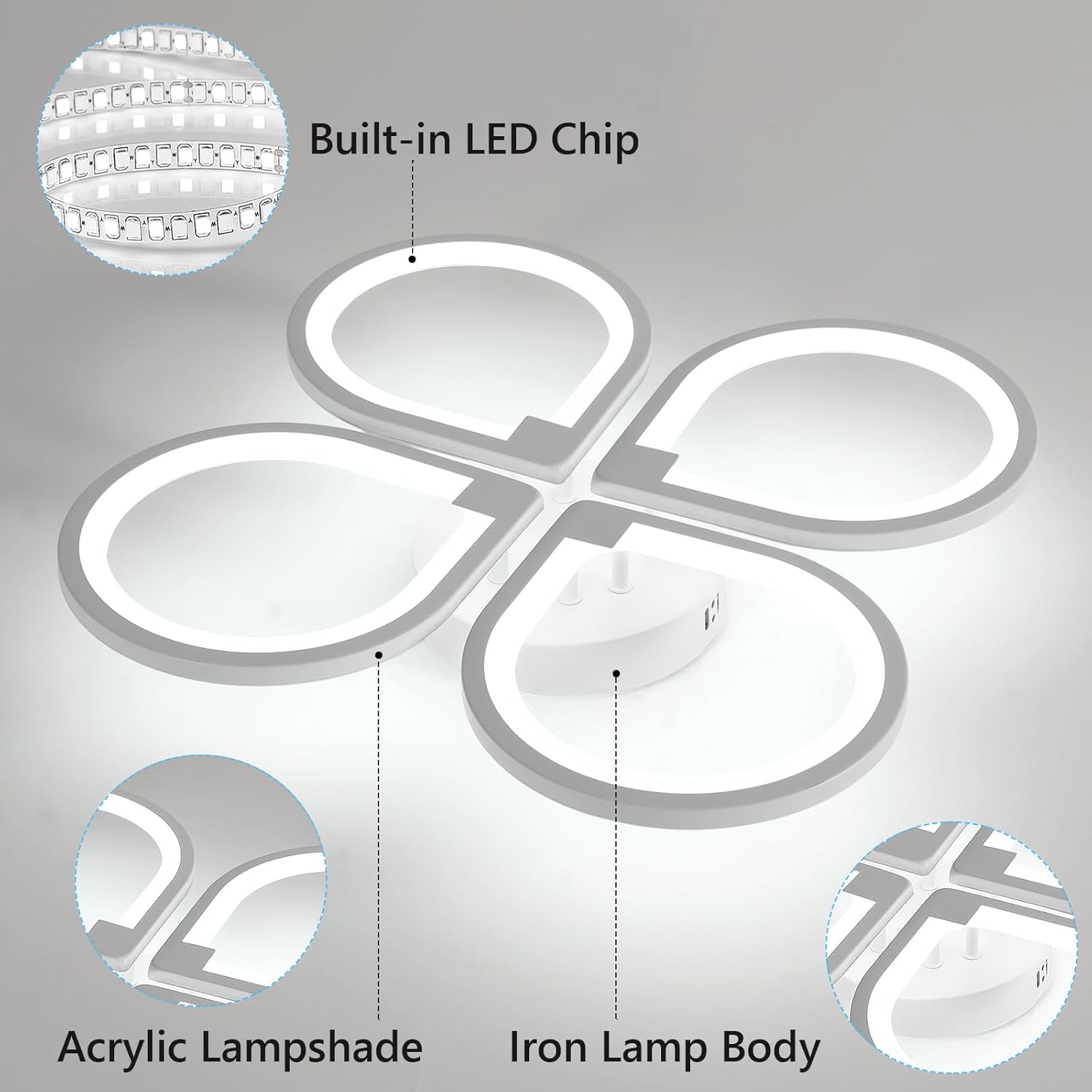 Ceiling Light - White Acrylic Frame, White Light