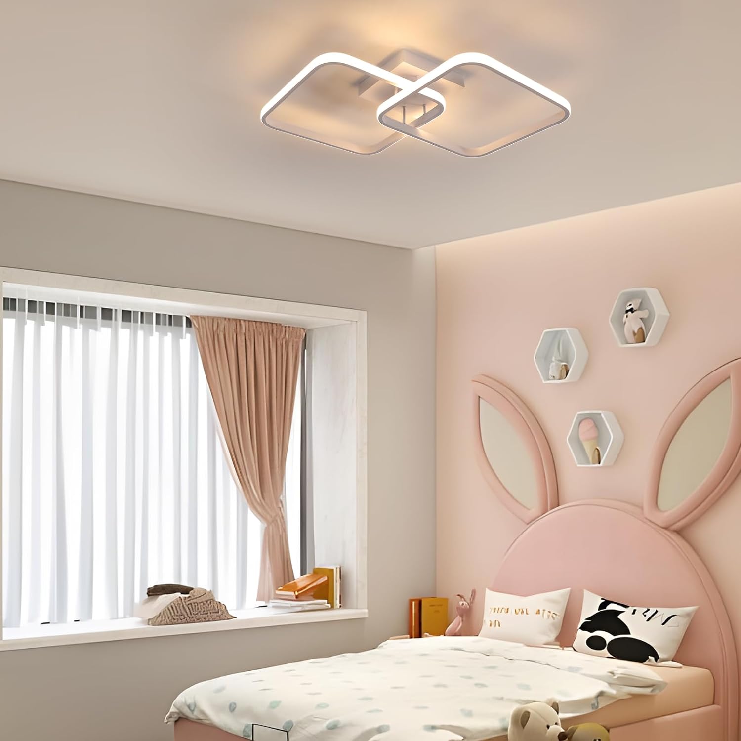 Ceiling Light - White Aluminium Frame, Warm Light