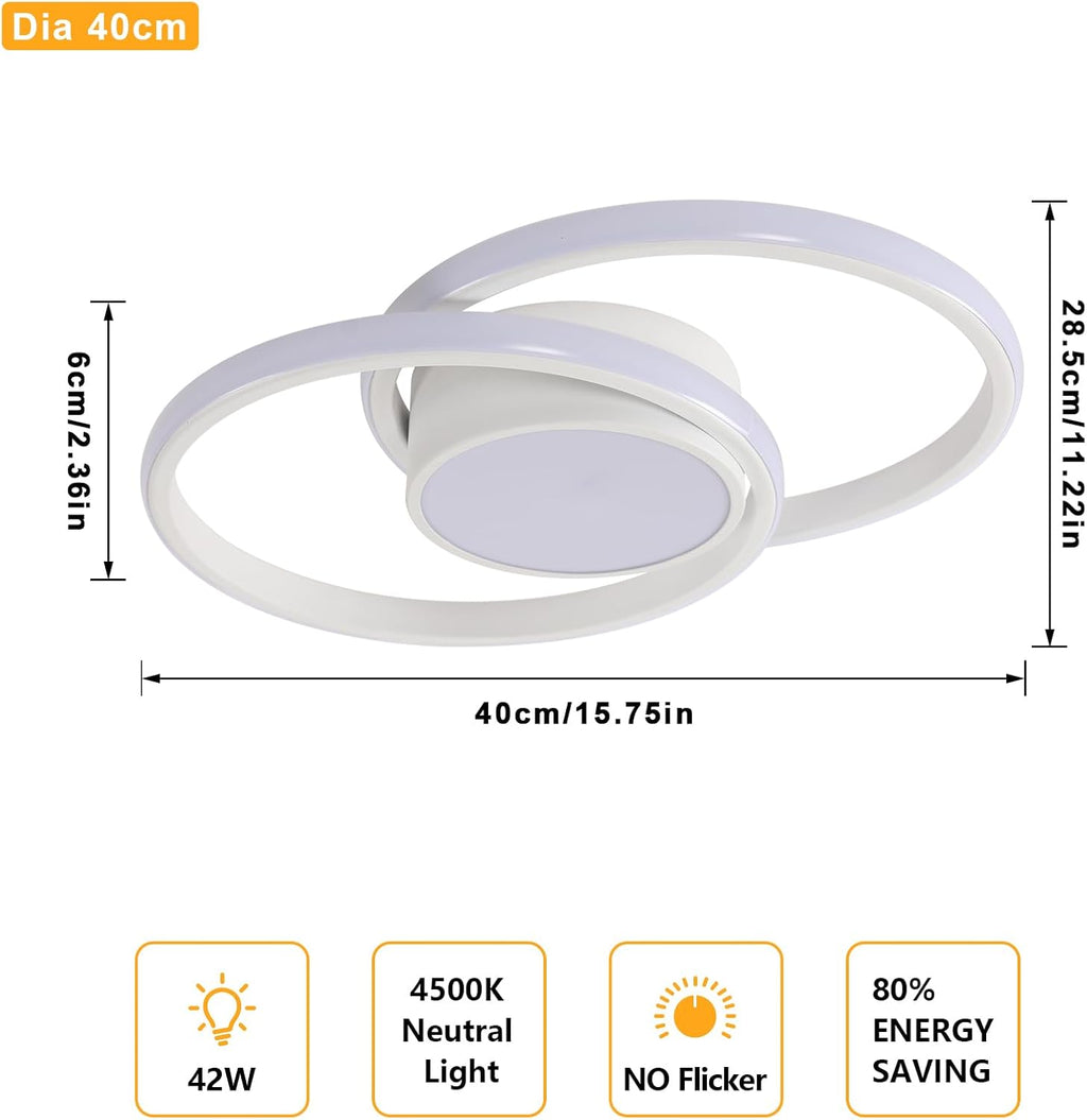 Ceiling Light - White Metal Frame, Natural Light